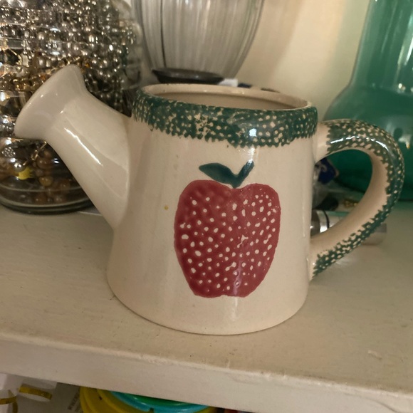 Vintage Hermitage Pottery spongeware watering can pitcher Farm Decor - Picture 4 of 4